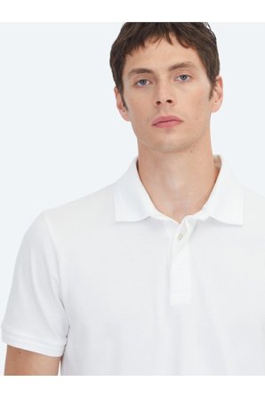 Beyaz Düz Polo Yaka %100 Pamuk T-Shirt