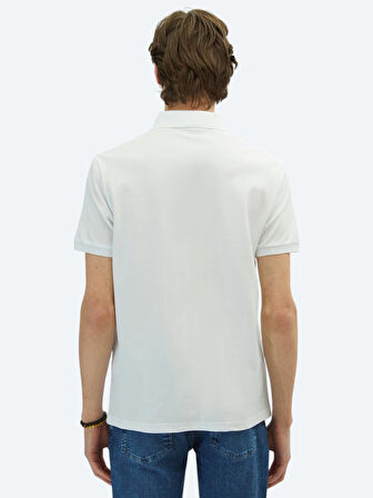 Beyaz Düz Polo Yaka %100 Pamuk T-Shirt