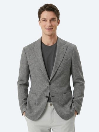 Gri Desenli Comfort Fit Yün Karışımlı Ceket