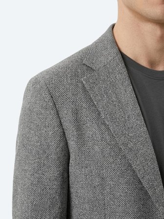 Gri Desenli Comfort Fit Yün Karışımlı Ceket