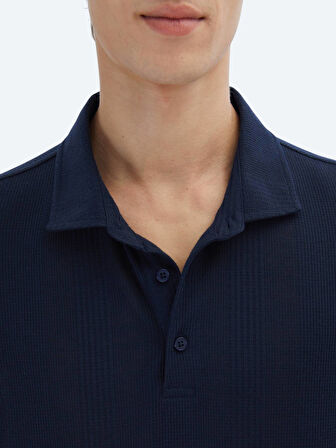 Lacivert Desenli Polo Yaka T-Shirt