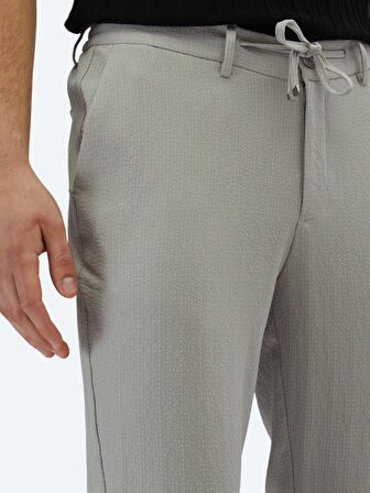 Açık Gri Örme Jogging Fit Casual Pantolon