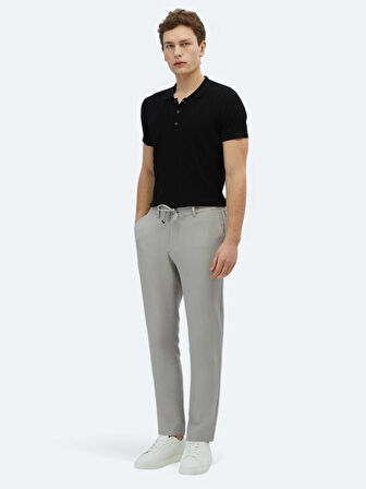 Açık Gri Örme Jogging Fit Casual Pantolon