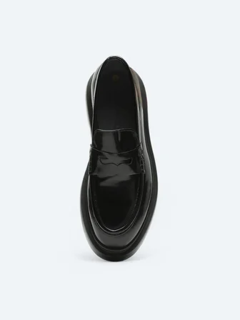 Siyah Deri Smart Casual Loafer