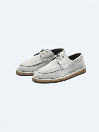 Açık Gri Süet Smart Casual Ayakkabı