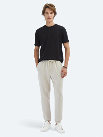 Siyah Düz Bisiklet Yaka T-Shirt