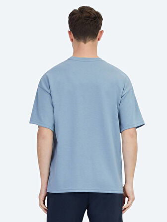 Mavi Düz Bisiklet Yaka T-Shirt