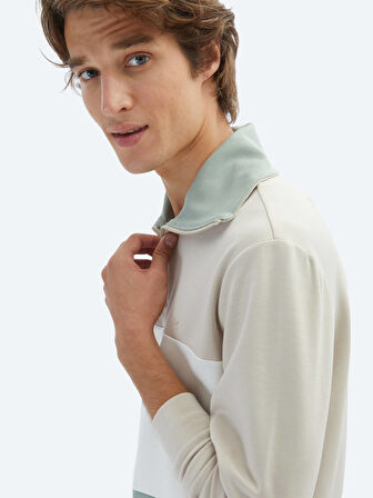 Bej Dik Yaka Sweatshırt