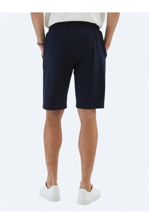 Lacivert Düz Örme Jogging Fit Spor Bermuda