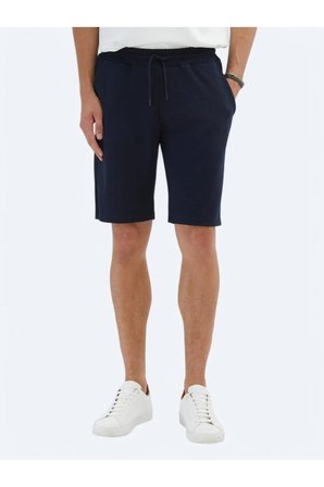 Lacivert Düz Örme Jogging Fit Spor Bermuda