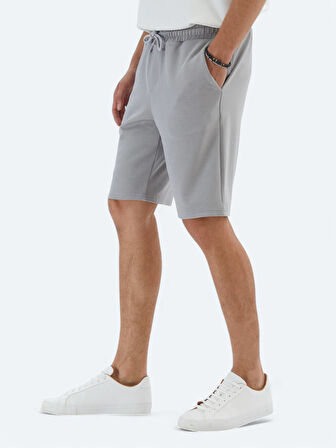 Gri Düz Örme Jogging Fit Spor Bermuda