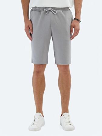 Gri Düz Örme Jogging Fit Spor Bermuda