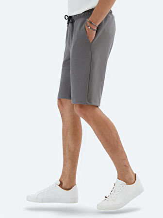 Antrasit Düz Örme Jogging Fit Spor Bermuda