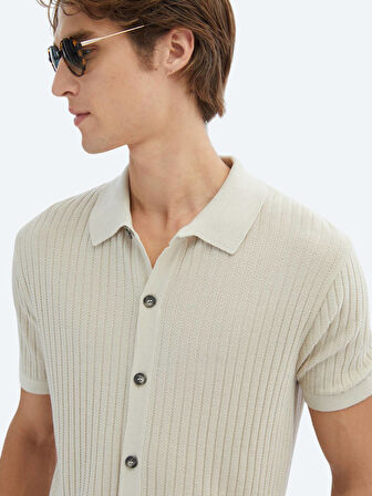 Açık Bej Desenli Triko