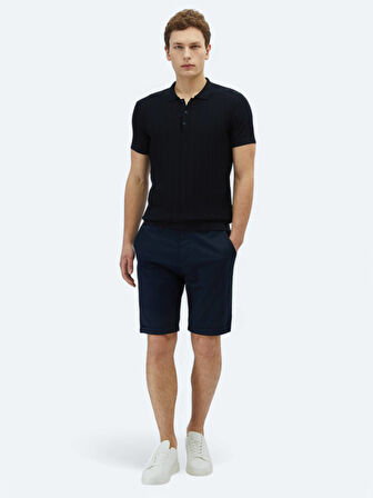 Lacivert Polo Yaka Desenli Triko