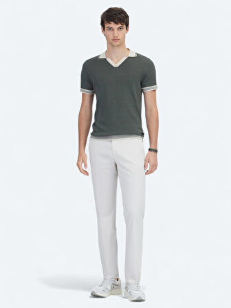 Haki Polo Yaka Desenli Triko