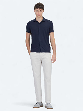 Lacivert Desenli Regular Fit Casual Gömlek