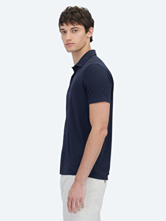 Lacivert Desenli Regular Fit Casual Gömlek