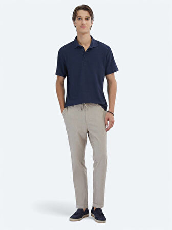 Lacivert Desenli Polo Yaka T-Shirt