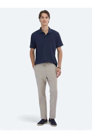 Lacivert Desenli Polo Yaka T-Shirt