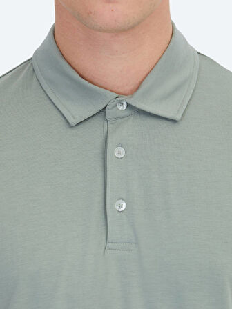 Haki Düz Çevre Dostu Polo Yaka T-Shirt