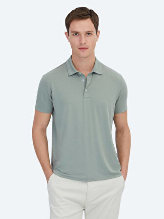 Haki Düz Çevre Dostu Polo Yaka T-Shirt