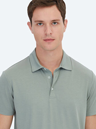 Haki Düz Çevre Dostu Polo Yaka T-Shirt