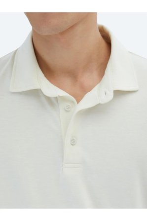 Ekru Düz Çevre Dostu Polo Yaka T-Shirt