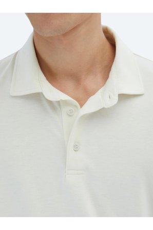 Ekru Düz Çevre Dostu Polo Yaka T-Shirt