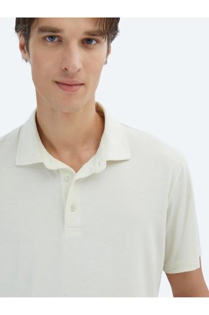 Ekru Düz Çevre Dostu Polo Yaka T-Shirt