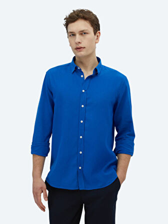 Saks Düz Regular Fit Dokuma Casual %100 Pamuk Gömlek