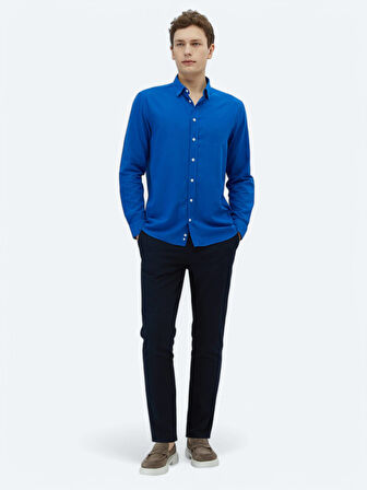 Saks Düz Regular Fit Dokuma Casual %100 Pamuk Gömlek