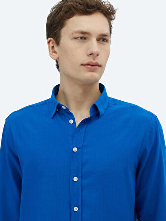 Saks Düz Regular Fit Dokuma Casual %100 Pamuk Gömlek