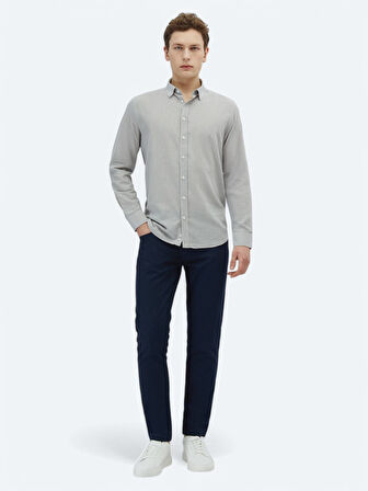 Açık Gri Düz Regular Fit Dokuma Casual %100 Pamuk Gömlek