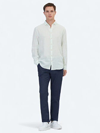 Su Yeşili Düz Regular Fit Dokuma Casual Pamuk Karışımlı Gömlek