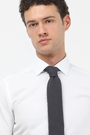 Kip Erkek Düz Slim Fit Dokuma Klasik Pamuk Karışımlı Gömlek GM-4915 Beyaz