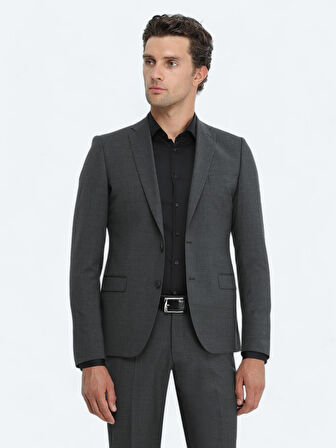 Siyah Düz Slim Fit Dokuma Klasik %100 Pamuk Gömlek