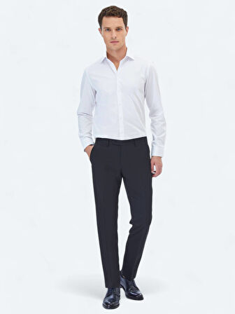 Beyaz Düz Slim Fit Dokuma Klasik %100 Pamuk Gömlek