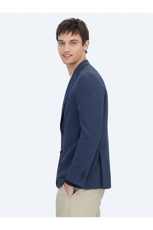 Koyu Lacivert Çizgili Modern Fit Ceket