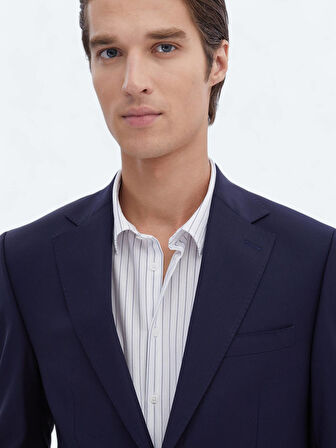 Saks Düz Modern Fit Yün Karışımlı Takım Elbise