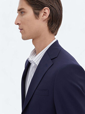 Saks Düz Modern Fit Yün Karışımlı Takım Elbise