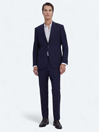 Saks Düz Modern Fit Yün Karışımlı Takım Elbise
