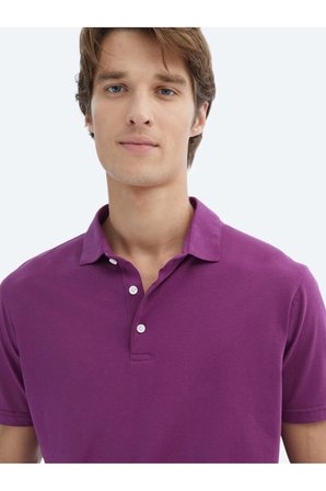 Mürdüm Düz Polo Yaka %100 Pamuk T-Shirt