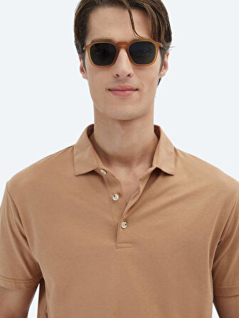 Vizon Düz Polo Yaka %100 Pamuk T-Shirt