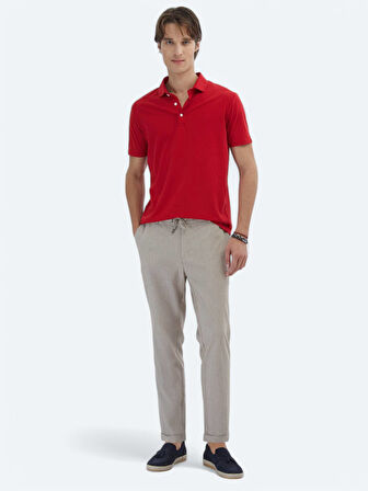 Kırmızı Düz Polo Yaka %100 Pamuk T-Shirt