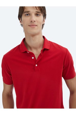 Kırmızı Düz Polo Yaka %100 Pamuk T-Shirt