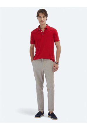 Kırmızı Düz Polo Yaka %100 Pamuk T-Shirt