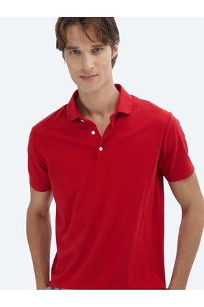Kırmızı Düz Polo Yaka %100 Pamuk T-Shirt