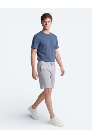İndigo Düz Bisiklet Yaka T-Shirt