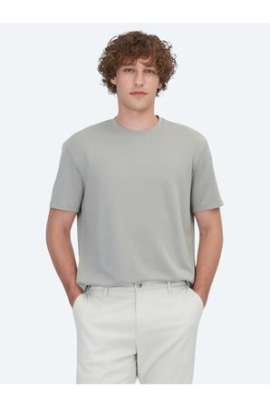 Haki Düz Bisiklet Yaka T-Shirt
